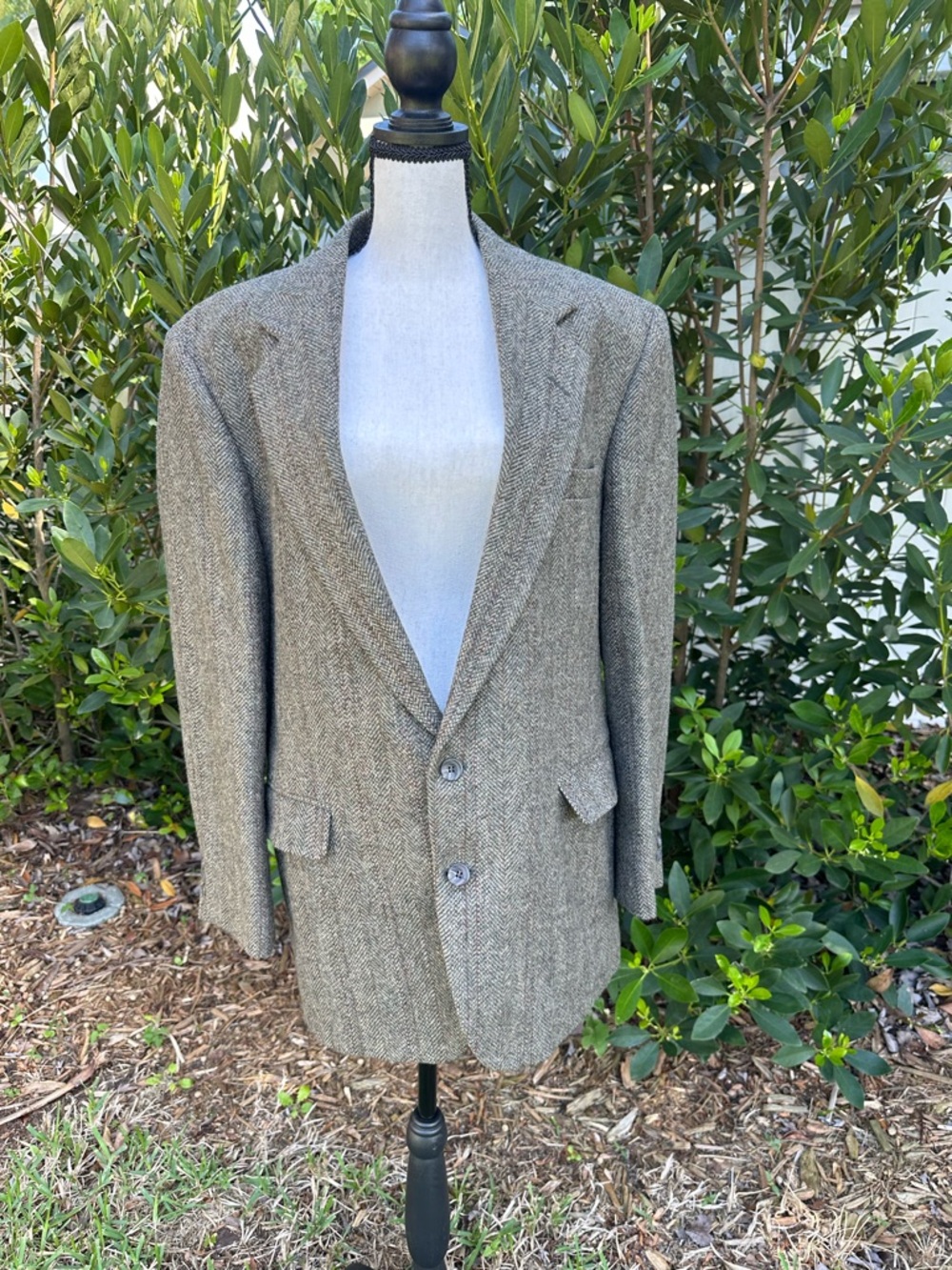 Men's Herringbone Wool Blazer - Brown